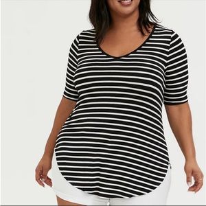 Torrid Black & White Striped Tee